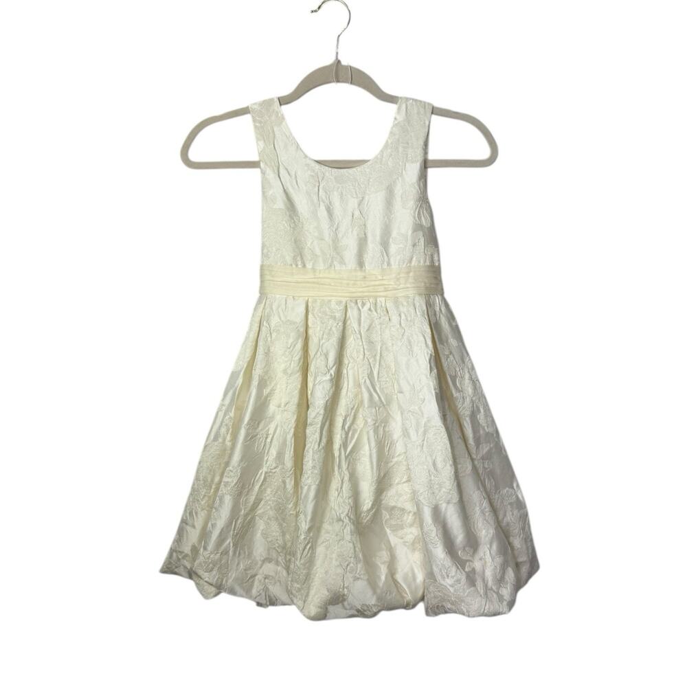 Monsoon Girls Ivory Floral Damask Formal Holiday Wedding Dress Size 8/9 EUC